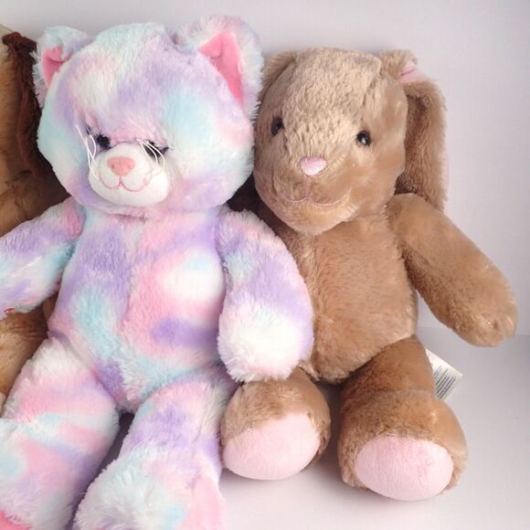 Build a Bear Lot of 3 Rabbit Puppy and Pastel Kitty Cat 16" Plush Dolls - Picture 4 of 10